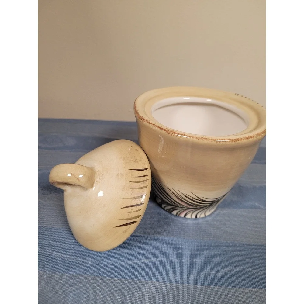 Tabletops Peacock Hand Painted NWT Cream Ceramic‎ Sugar Bowl & Creamer Gift Set
